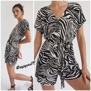 NWT, Anthropologie, Corey Lynn Calter Zebra Print V-Neck Romper